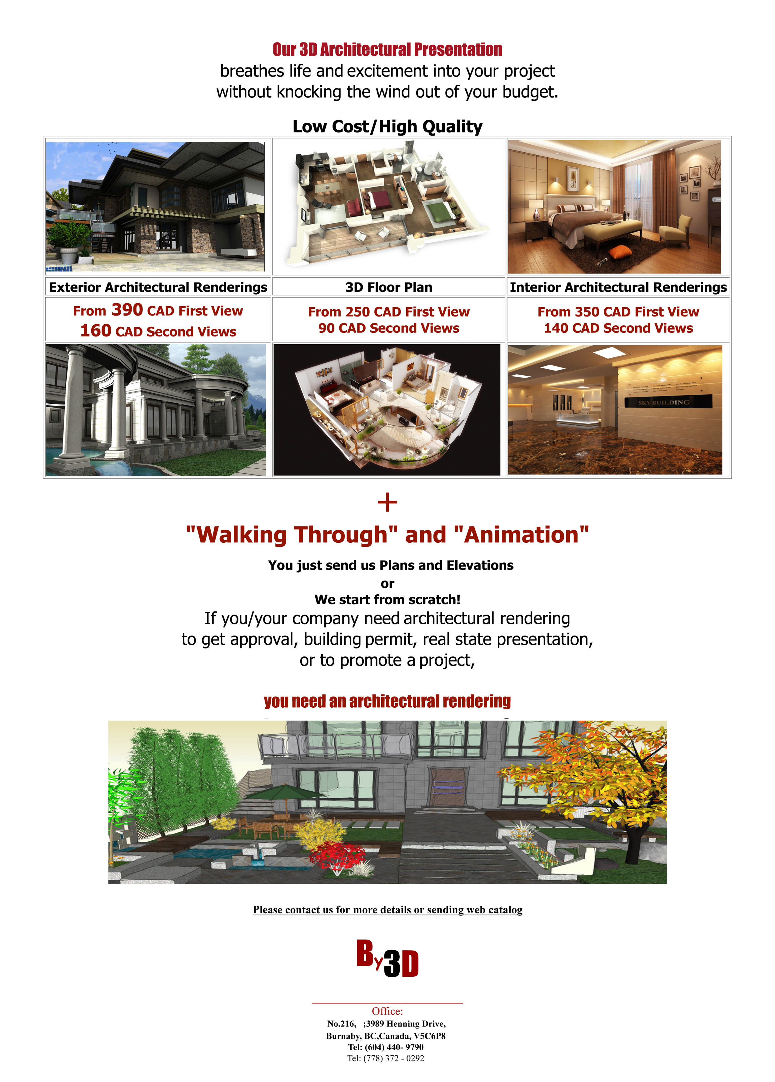2D&3D Floor Plan/Arch. Rendering for Real Estate Agents, Architects and Renovators