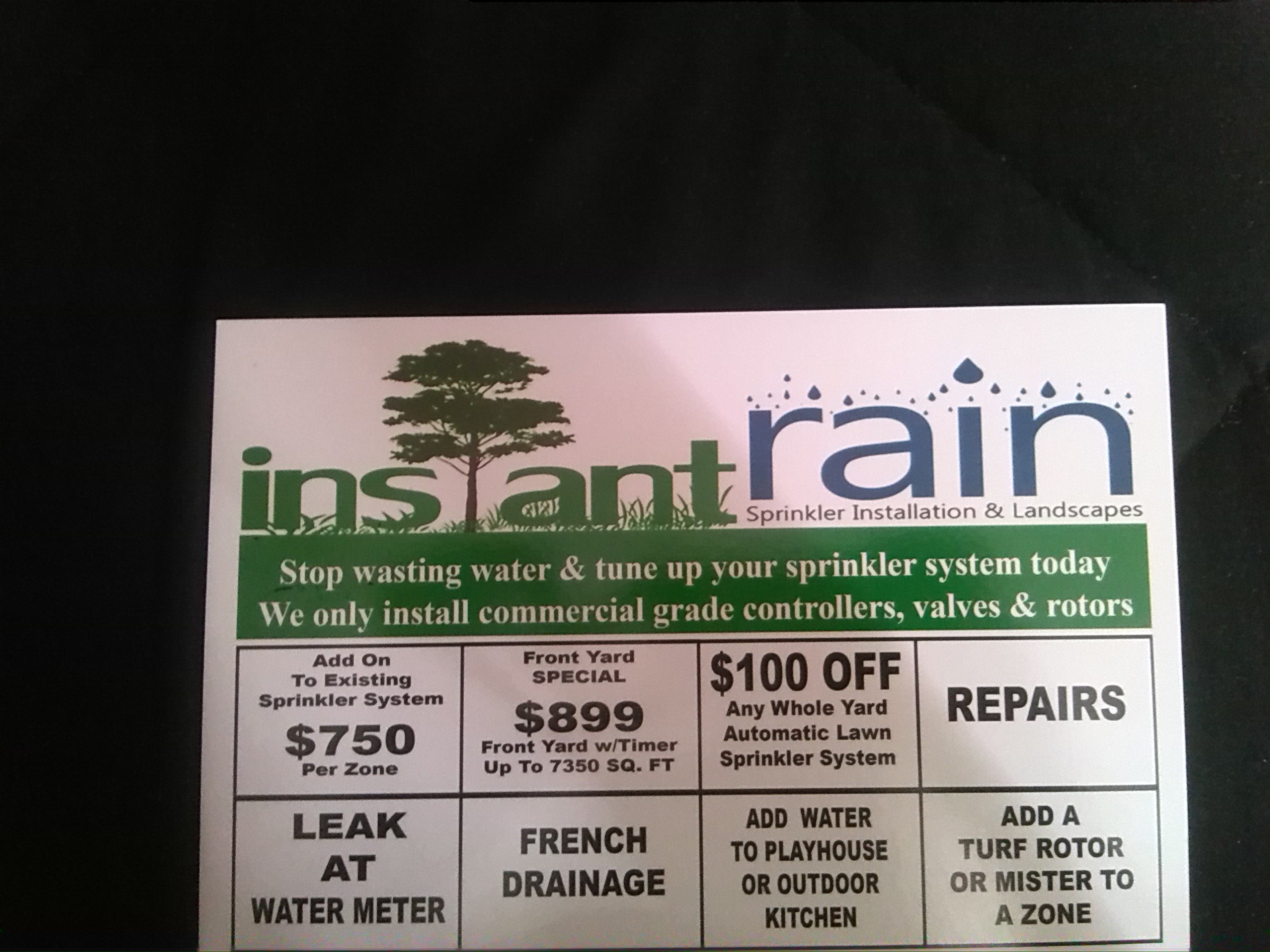Instant Rain Sprinkler Installation & Landscapes