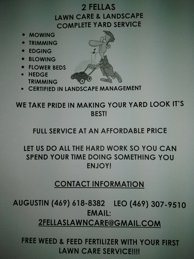 2 Fellas Lawn Care and Landscaping