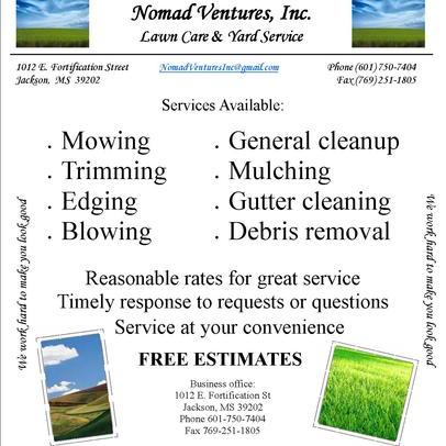 Great lawn care and yard service.